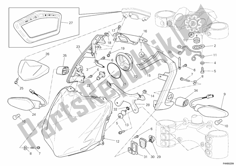 Tutte le parti per il Faro del Ducati Streetfighter S USA 1100 2012